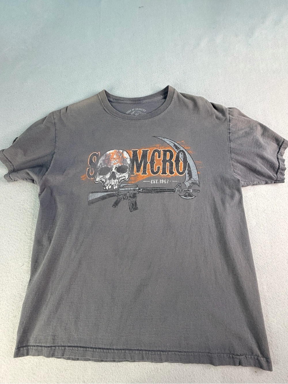 Sons of Anarchy Samcro Reaper Rifle Sythe Shirt Small Official Distressed Large